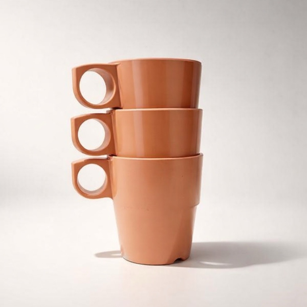 SET‎ OF 3 RETRO VINTAGE MELMAC PINK BARBIE-CORE COFFEE MUGS - EUC MCM BOHO
